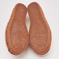 Pre Owned Dolce & Gabbana Beige Leather Espadrille Flats Size 39