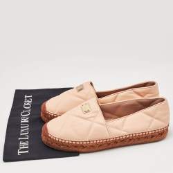 Pre Owned Dolce & Gabbana Beige Leather Espadrille Flats Size 39