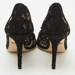 Dolce & Gabbana Black Lace Bellucci Pointed Toe Pumps Size 38.5