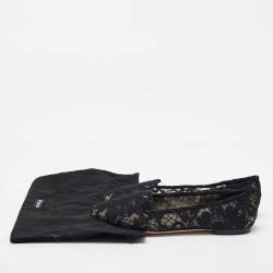 Pre Owned Dolce & Gabbana Black Lace Smoking Slippers Size 38