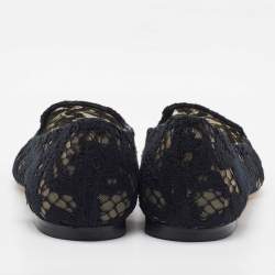 Pre Owned Dolce & Gabbana Black Lace Smoking Slippers Size 38