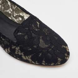 Pre Owned Dolce & Gabbana Black Lace Smoking Slippers Size 38