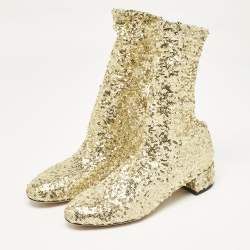 Dolce & Gabbana Gold Sequins and Mesh Boots Size 36