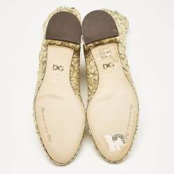 Dolce & Gabbana Gold Sequins and Mesh Boots Size 36