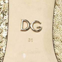 Dolce & Gabbana Gold Sequins and Mesh Boots Size 36