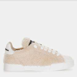 Dolce & Gabbana Caffe Bianco Fur Coated Logo Sneakers Women’s IT 35.5