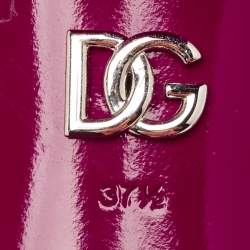 Pre Owned Dolce & Gabbana Pink Patent Leather DG Millennials Slide Sandals Size 37.5