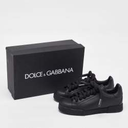 Dolce & Gabbana Black Leather Low Top Sneakers Size 39