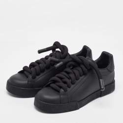 Dolce & Gabbana Black Leather Low Top Sneakers Size 39