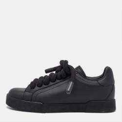 Dolce & Gabbana Black Leather Low Top Sneakers Size 39