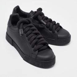 Dolce & Gabbana Black Leather Low Top Sneakers Size 39