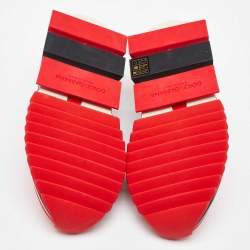 Pre Owned Dolce & Gabbana Red Knit Fabric Sorrento Slip On Sneakers Size 36
