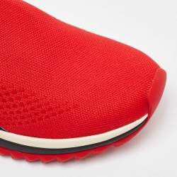 Pre Owned Dolce & Gabbana Red Knit Fabric Sorrento Slip On Sneakers Size 36