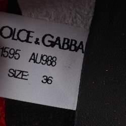 Pre Owned Dolce & Gabbana Red Knit Fabric Sorrento Slip On Sneakers Size 36