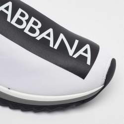 Dolce & Gabbana White/Black Knit Fabric Sorrento Slip On Sneakers Size 38