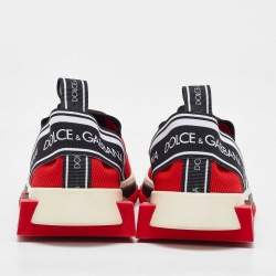 Dolce & Gabbana Red Knit Fabric Sorrento Slip On Sneakers Size 36.5