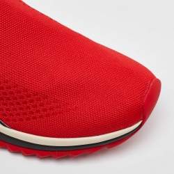 Dolce & Gabbana Red Knit Fabric Sorrento Slip On Sneakers Size 36.5