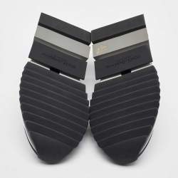 Dolce & Gabbana White/Black Knit Fabric Sorrento Slip On Sneakers Size 36.5
