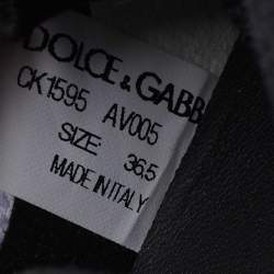 Dolce & Gabbana White/Black Knit Fabric Sorrento Slip On Sneakers Size 36.5