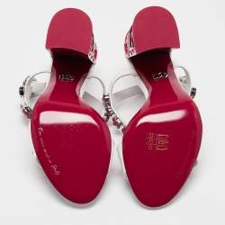 Dolce & Gabbana White Patent Leather Crystal Embellished Keira Ankle Strap Sandals Size 39