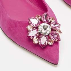 Dolce & Gabbana Pink Suede Crystal Embellished Bellucci Ballet Flats Size 37