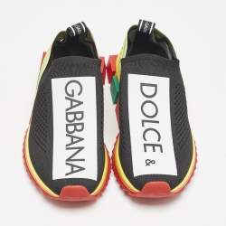 Dolce & Gabbana Black Knit Fabric Sorrento Slip On Sneakers Size 39