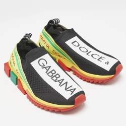 Dolce & Gabbana Black Knit Fabric Sorrento Slip On Sneakers Size 39