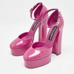 Dolce & Gabbana Pink Patent Leather Platform Pumps Size 39.5