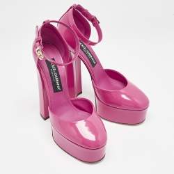 Dolce & Gabbana Pink Patent Leather Platform Pumps Size 39.5