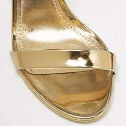 Pre Owned Dolce & Gabbana Gold Patent Leather Keira Ankle Strap Sandals Size 36