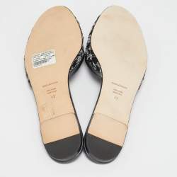 Pre Owned Dolce & Gabbana Black Lace Bianca Flat Slides Size 42