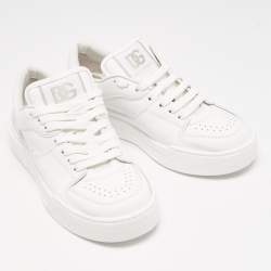 Pre Owned Dolce & Gabbana White Leather Roma Sneakers Size 38