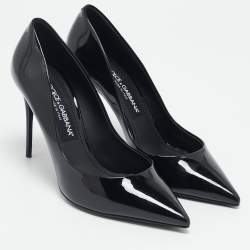 Pre Owned Dolce & Gabbana Black Patent Leather Pointed Toe Pumps Size 38