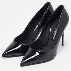 Pre Owned Dolce & Gabbana Black Patent Leather Pointed Toe Pumps Size 38