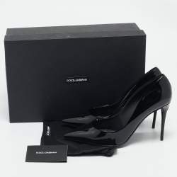Pre Owned Dolce & Gabbana Black Patent Leather Pointed Toe Pumps Size 38