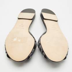 Dolce & Gabbana Metallic Lace and Leather Bianca Flat Sandals Size 38
