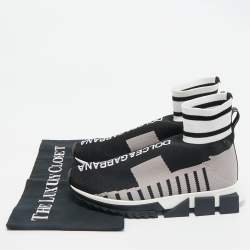 Dolce & Gabbana Black Knit Fabric Sorrento High Top Sneakers Size 37.5