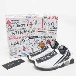 Dolce & Gabbana Black/White Stretch Fabric Sorrento Slip-On Sneakers Size 39