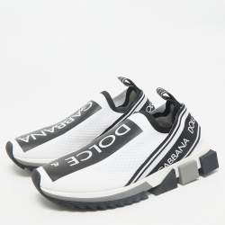 Dolce & Gabbana Black/White Stretch Fabric Sorrento Slip-On Sneakers Size 39