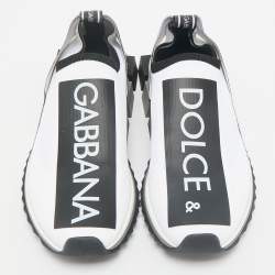 Dolce & Gabbana Black/White Stretch Fabric Sorrento Slip-On Sneakers Size 39