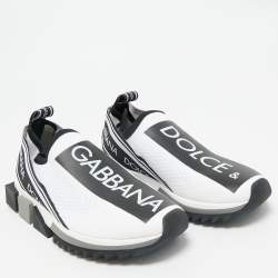 Dolce & Gabbana Black/White Stretch Fabric Sorrento Slip-On Sneakers Size 39