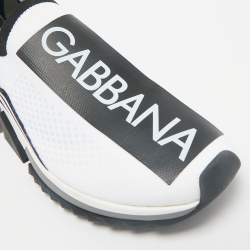 Dolce & Gabbana Black/White Stretch Fabric Sorrento Slip-On Sneakers Size 39