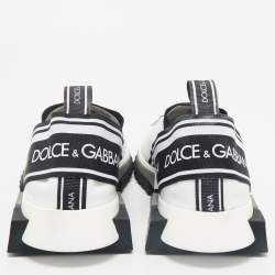 Dolce & Gabbana Black/White Stretch Fabric Sorrento Slip-On Sneakers Size 39
