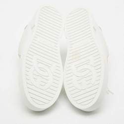 Pre Owned Dolce & Gabbana White/Pink Leather Portofino Low Top Sneakers Size 39