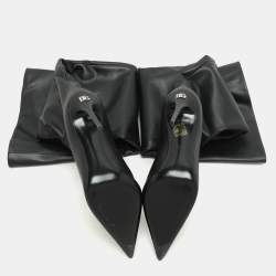 Dolce & Gabbana Black Leather Over Knee Boots with Garter Belt Size 39
