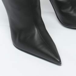 Dolce & Gabbana Black Leather Over Knee Boots with Garter Belt Size 39
