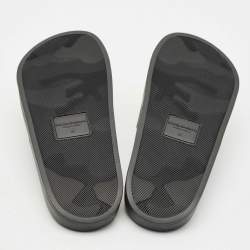 Pre Owned Dolce & Gabbana Black Rubber and Leather Patch Pool Slides Size 37