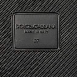 Pre Owned Dolce & Gabbana Black Rubber and Leather Patch Pool Slides Size 37