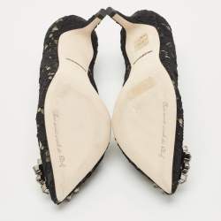 مملوكة مسبقًا حذاء كعب عالي دولتشي أند غابانا بيلوتشي دانتيل بيج مقدمة مدببة مقاس 36.5