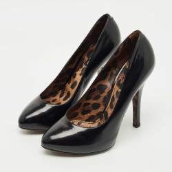 مملوكة مسبقًا Dolce & Gabbana Black Leather Round toe Pumps Size 38.5